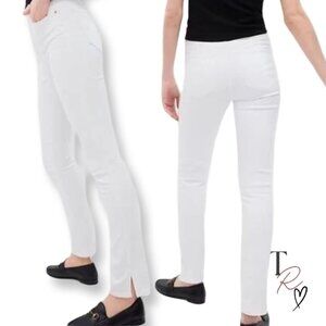GAP Vintage Slim High Rise White Ankle Jeans Slit Hem Size 27 Regular or US 4